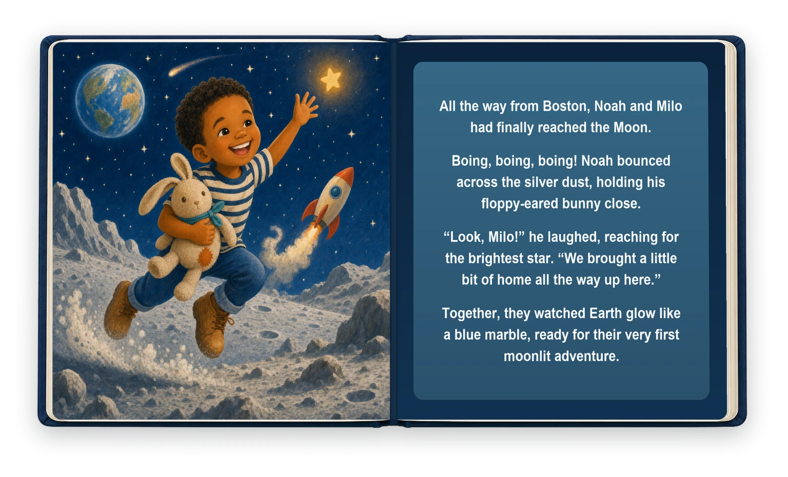 MagicLabs personalised book example featuring Noah and Milo